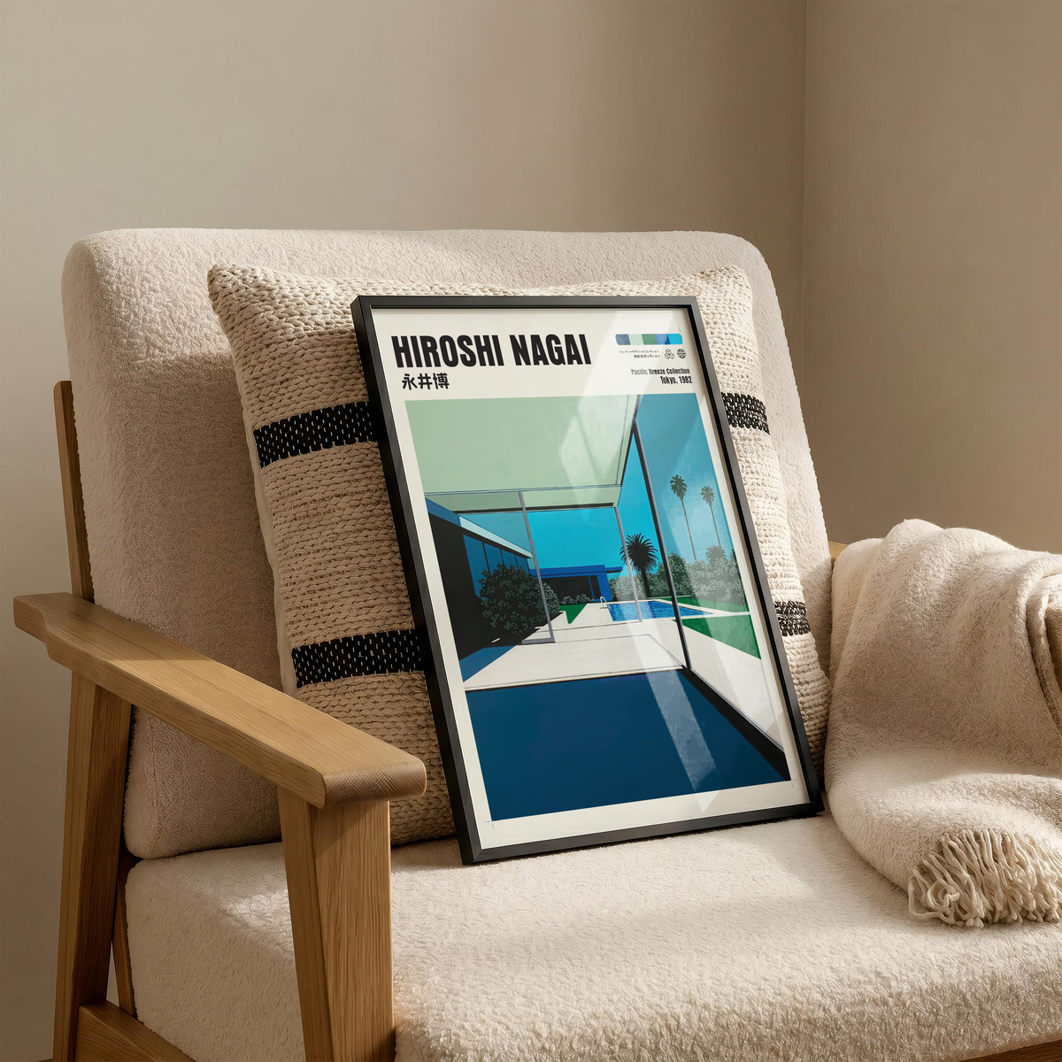 Affiche Hiroshi Nagai | Maison Moderne, Piscine & Palmier