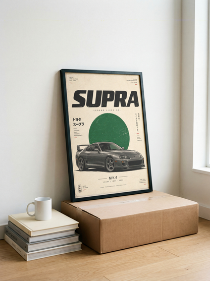 90s Japanese Sports Car Poster, Grey JDM Coupe Wall Art, Minimalist Retro Performance Car Print, Garage Decor