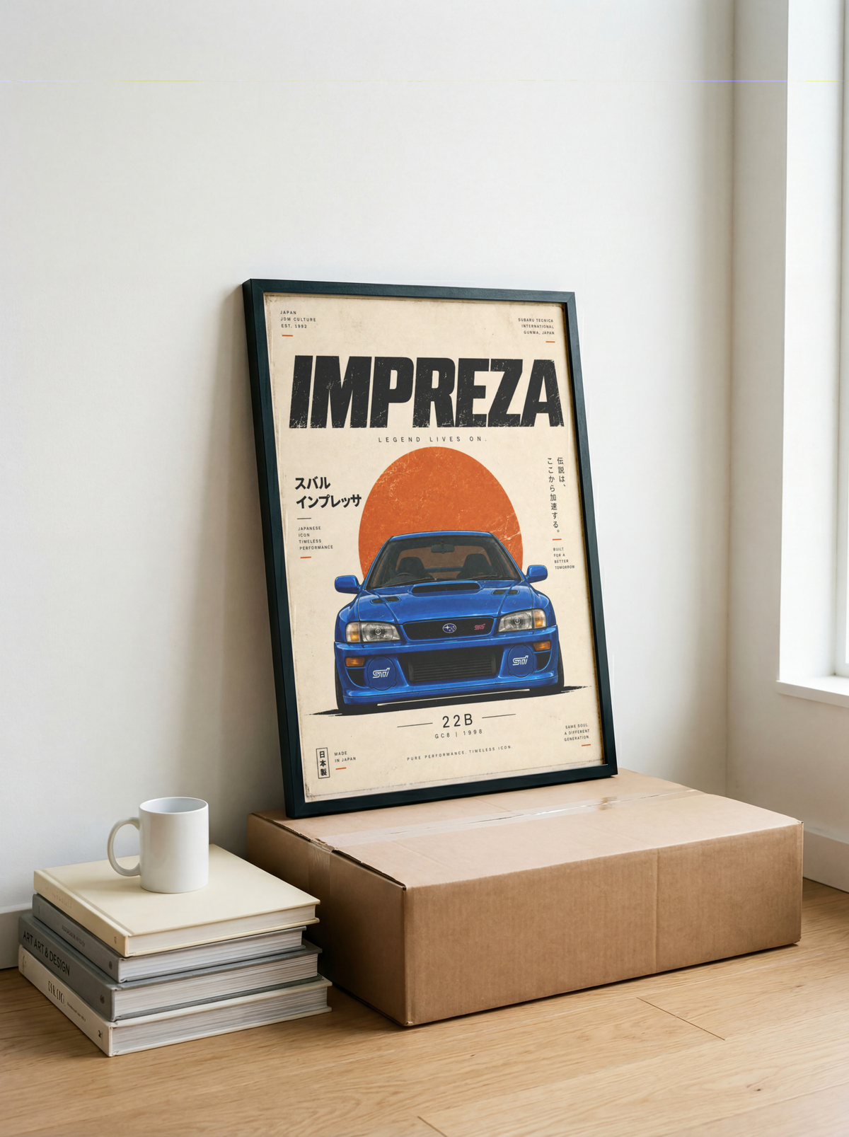 90s Japanese Rally Car Poster, Minimalist JDM Motorsport Wall Art, Blue Racing Car Print, Retro Rally Garage Decor