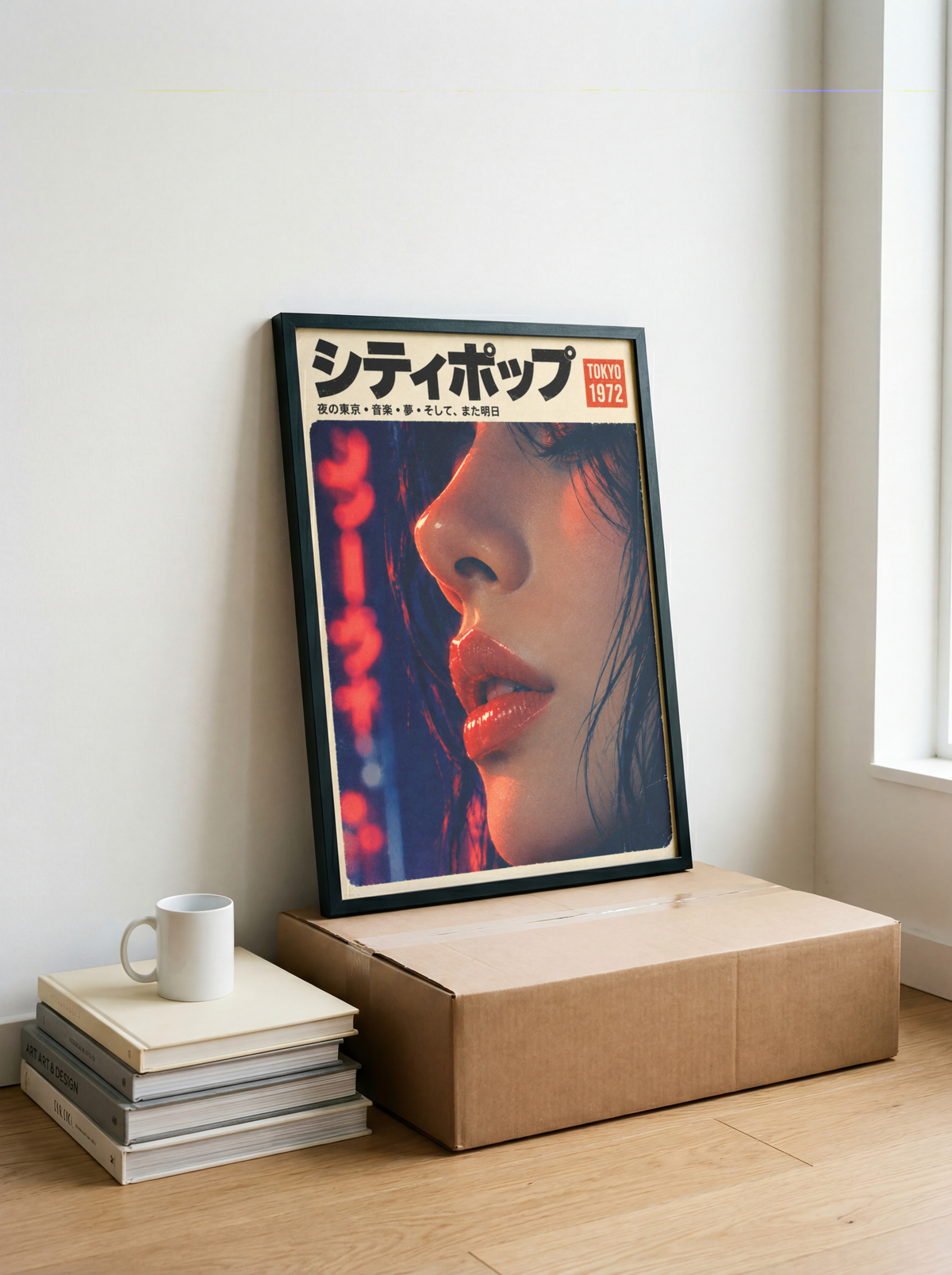 Japanese City Pop Poster, 1970s Tokyo Night Portrait, Retro Magazine Cover Style Wall Art