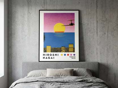 Affiche Hiroshi Nagai Tokyo 1973 | Sunset, Avion & Skyline