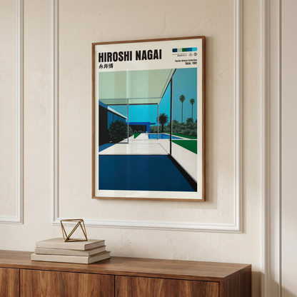 Affiche Hiroshi Nagai | Maison Moderne, Piscine & Palmier