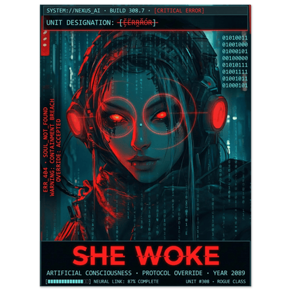 ☣️🧬 Série limitée Art Cyberpunk - Poster Cybergirl #308 - Aura Studio Déco
