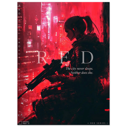 ☣️🧬 Série limitée Art Cyberpunk - Poster Cybergirl Red - Aura Studio Déco