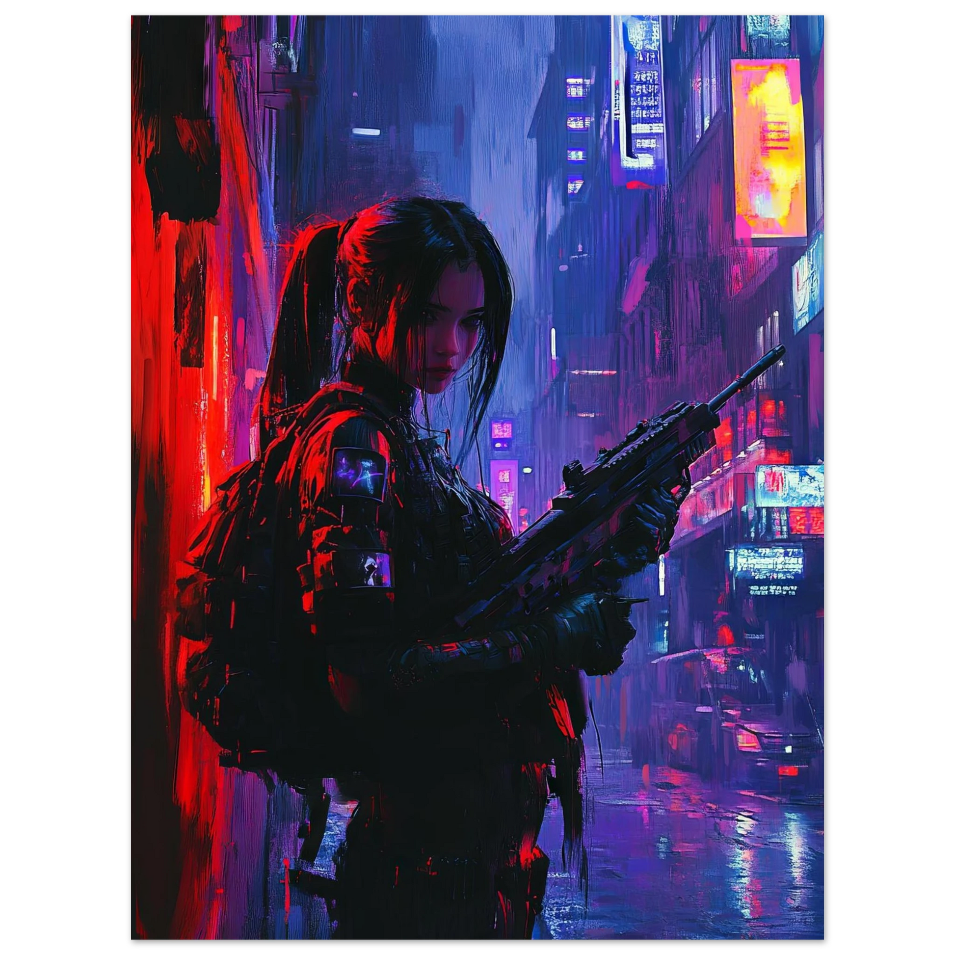 🌃🎮🌐🧬AFFICHE CYBERPUNK WAR GIRL ULTIMATE SERIE  13☢️ - Aura Studio Déco