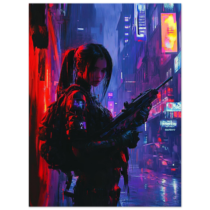 🌃🎮🌐🧬AFFICHE CYBERPUNK WAR GIRL ULTIMATE SERIE  13☢️ - Aura Studio Déco