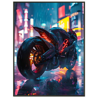 🏍️🏁🔧 Moto Cyberpunk Série futuriste #️⃣2  - (Affiche encadrée métal) - Aura Studio Déco