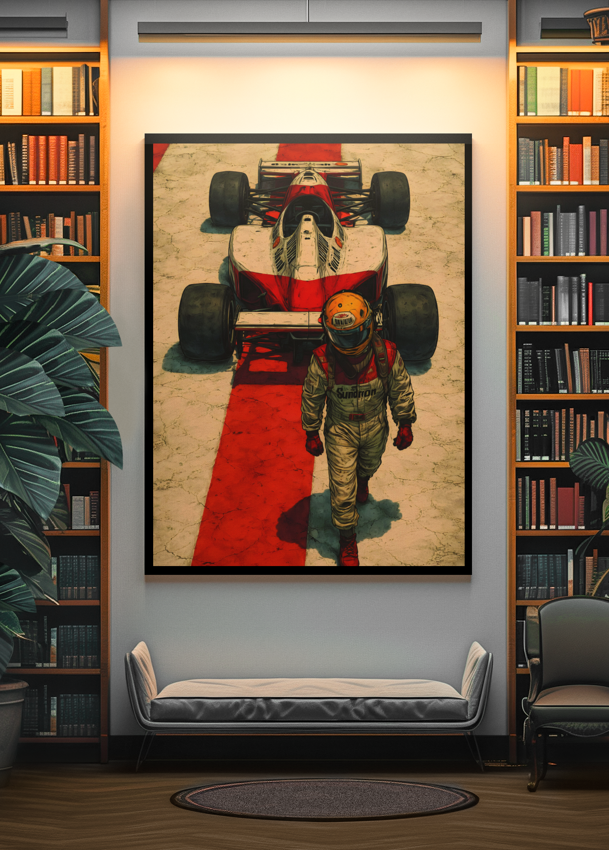 🏎️🏁Affiche Automobile Art' Champion Encadrée