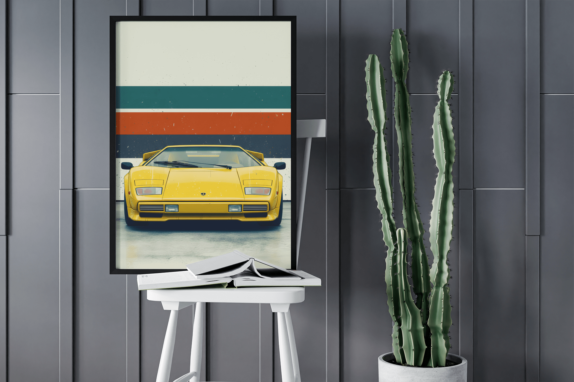 🏎️🏁Affiche Automobile Art' 80's Encadrée - Aura Studio Déco