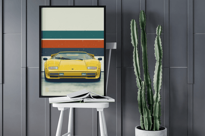 🏎️🏁Affiche Automobile Art' 80's Encadrée - Aura Studio Déco