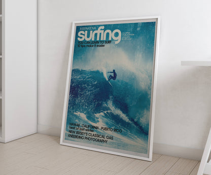 Poster Surf Rétro – Rider sur vague tropicale