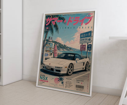 Acura NSX Sakura Drive Poster Vintage – Affiche JDM Japonaise Rétro Y2K