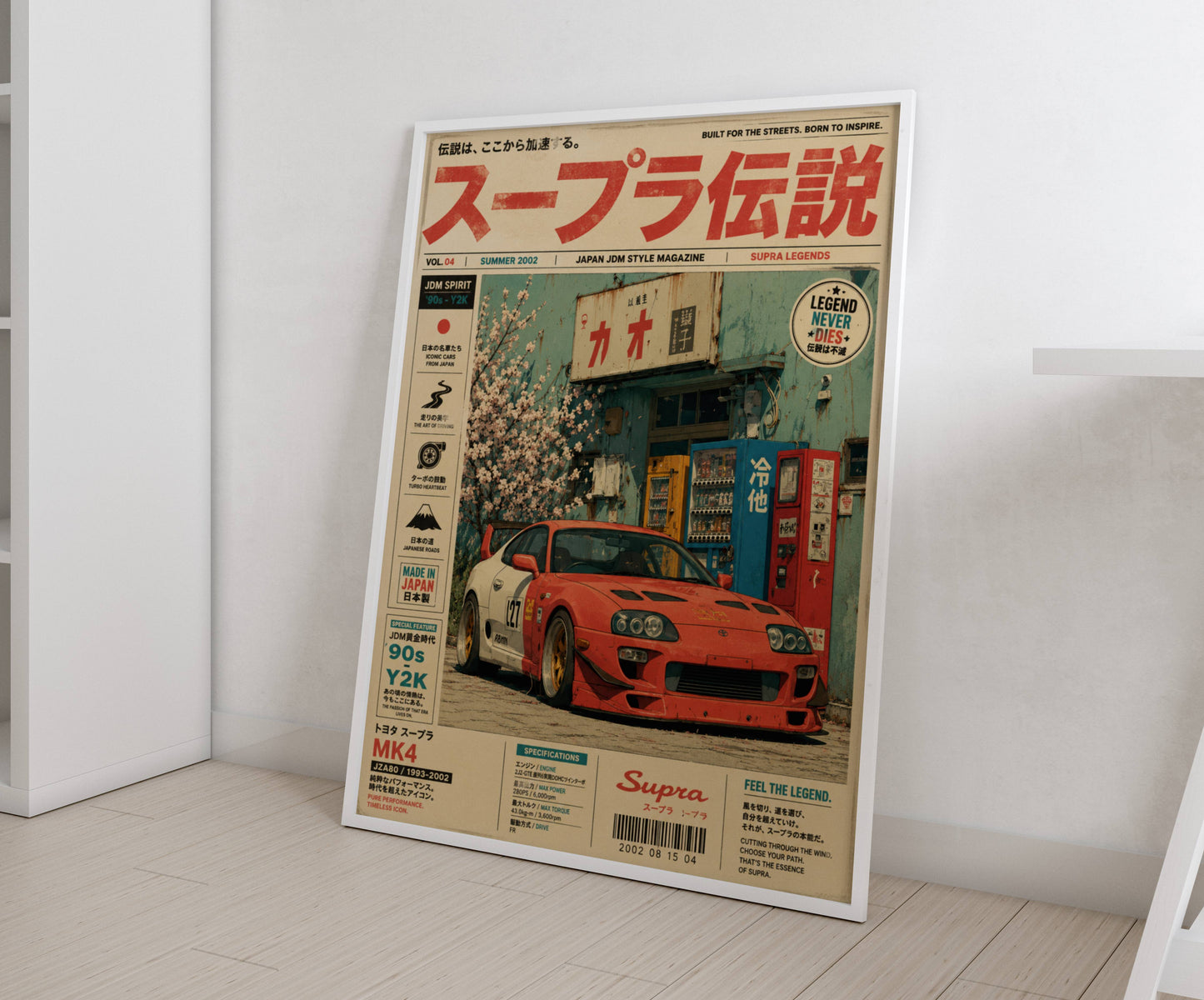 Toyota Supra MK4 JDM Poster Vintage Magazine – Affiche Automobile Japonaise Y2K Rétro