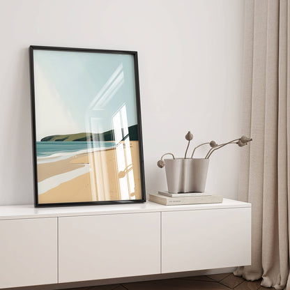 Affiche Plage Minimaliste Évasion Côtière – Paysage Marin Moderne | Poster sur Papier Mat
