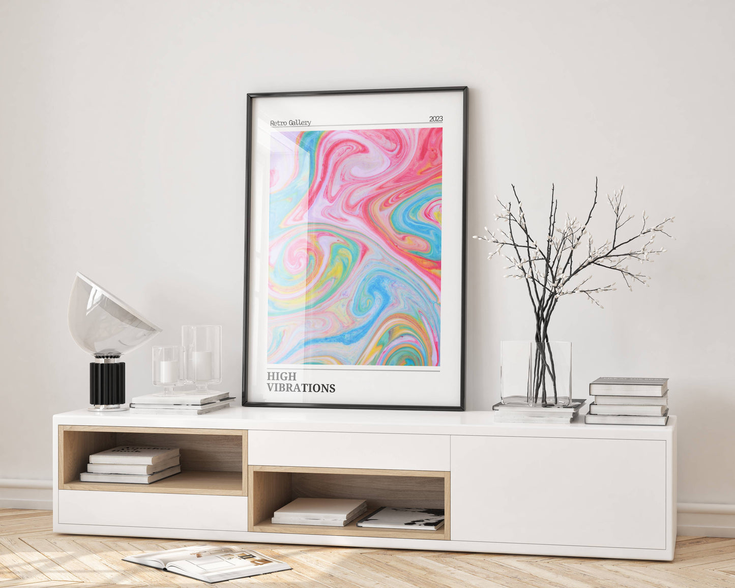 Affiche High Vibrations Rétro – Art Abstrait Coloré Psychédélique | Poster Moderne Papier Mat