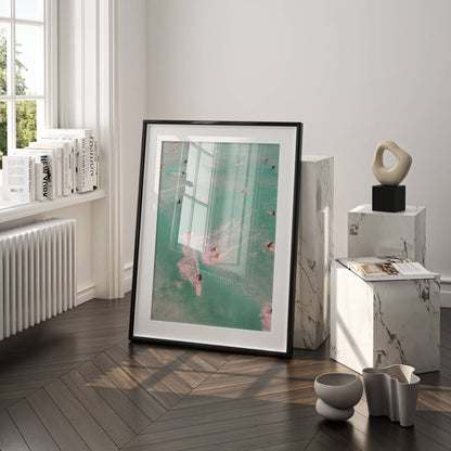 Affiche Surfeurs dans les Eaux Turquoise – Évasion Tropicale et Océan | Poster sur Papier Mat