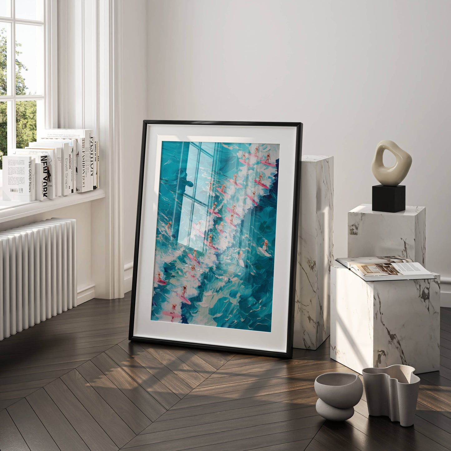 Affiche Trendy Vagues Turquoise Abstraites – Énergie de l’Océan et Art Contemporain | Poster sur Papier Mat