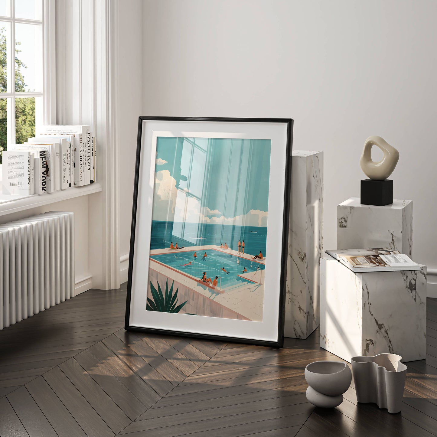 Affiche Piscine Bord de Mer Vintage – Poster Summer Pool Océan & Vacances Méditerranée
