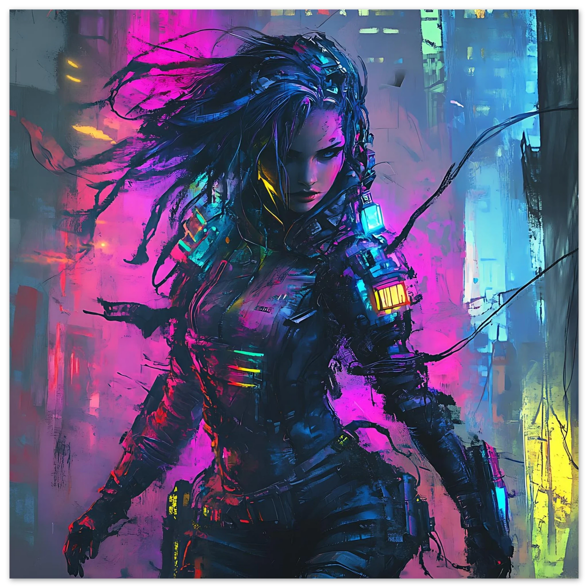 ☢️🧬Affiche Murale Survival Neon Fury Girls #6 - Aura Studio Déco