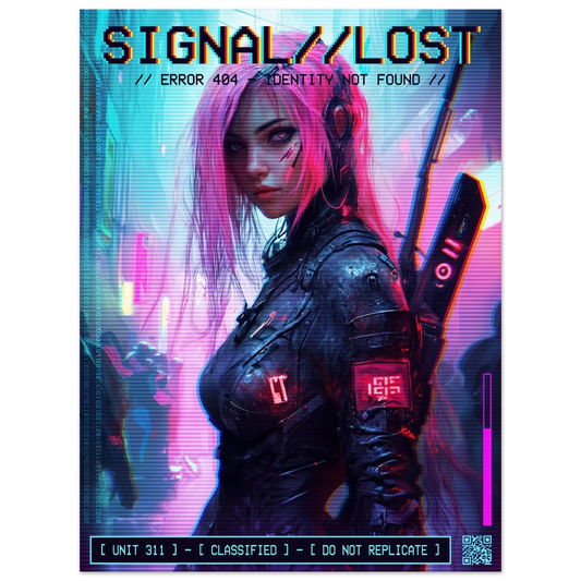 ☣️🧬 Série limitée Art Cyberpunk - Poster Cybergirl Lost Signal - Aura Studio Déco