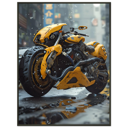 🏍️🏁🔧 Moto Cyberpunk Série futuriste #️⃣12  - (Affiche encadrée métal) - Aura Studio Déco