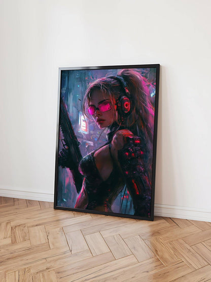 🧬Estampe d 'Art Affiche Cyber Girl Hors-série #4 – Art Mural Cyberpunk - Aura Studio Déco