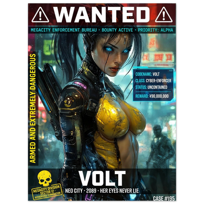 ☣️🧬 Série limitée Art Cyberpunk - Poster Cybergirl Volt - Aura Studio Déco