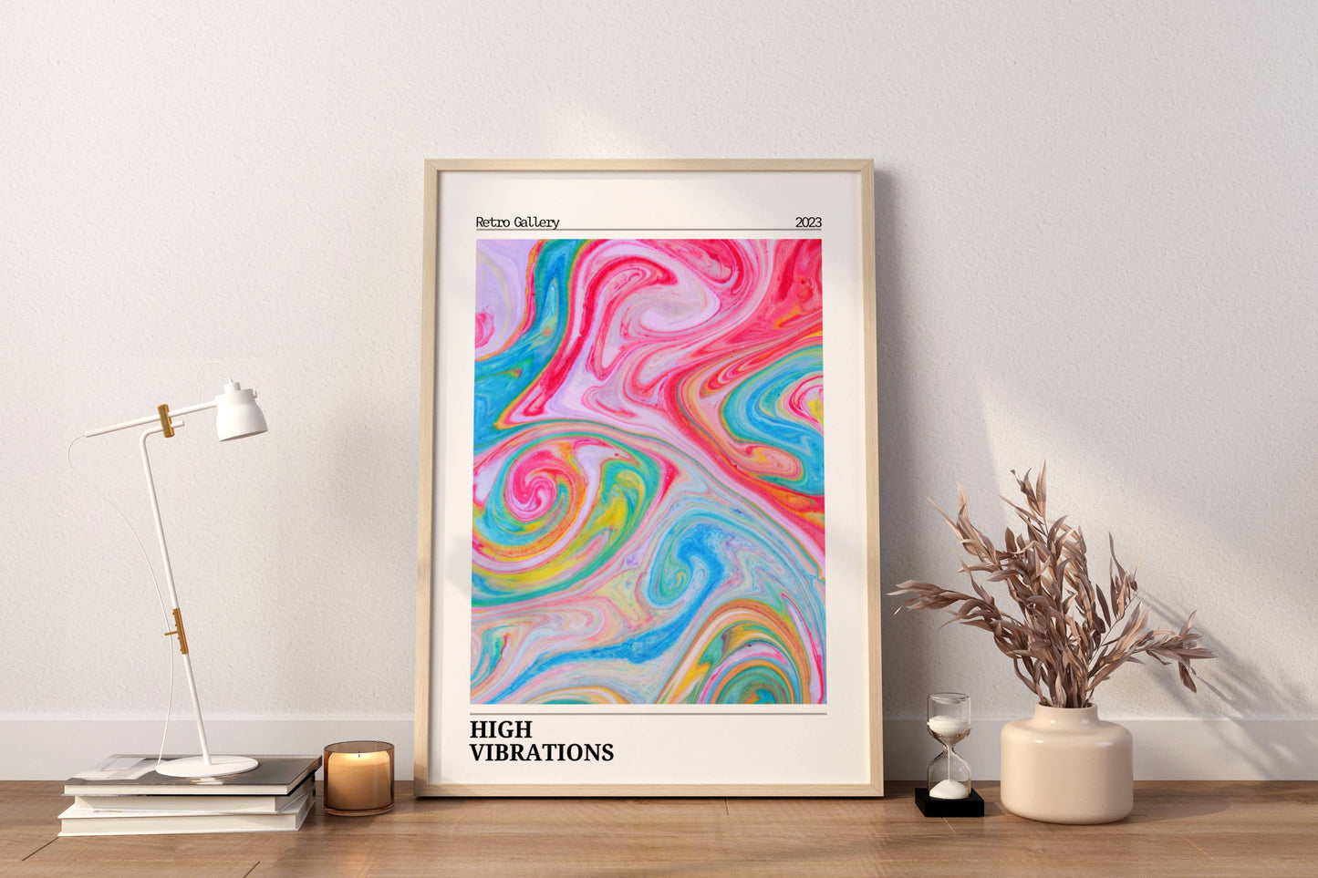 Affiche High Vibrations Rétro – Art Abstrait Coloré Psychédélique | Poster Moderne Papier Mat