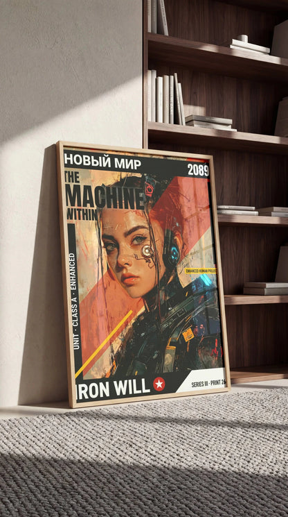 ☣️🧬 Série limitée Art Cyberpunk - Poster Cybergirl Iron Will - Aura Studio Déco