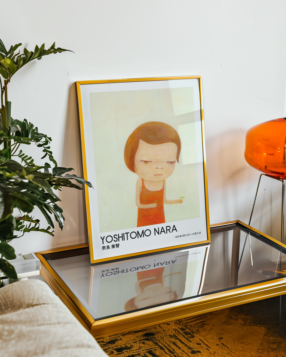 Yoshitomo Nara Red Dress Girl Poster, Japanese Contemporary Art Print, Minimalist Wall Decor, Kawaii Girl Artwork