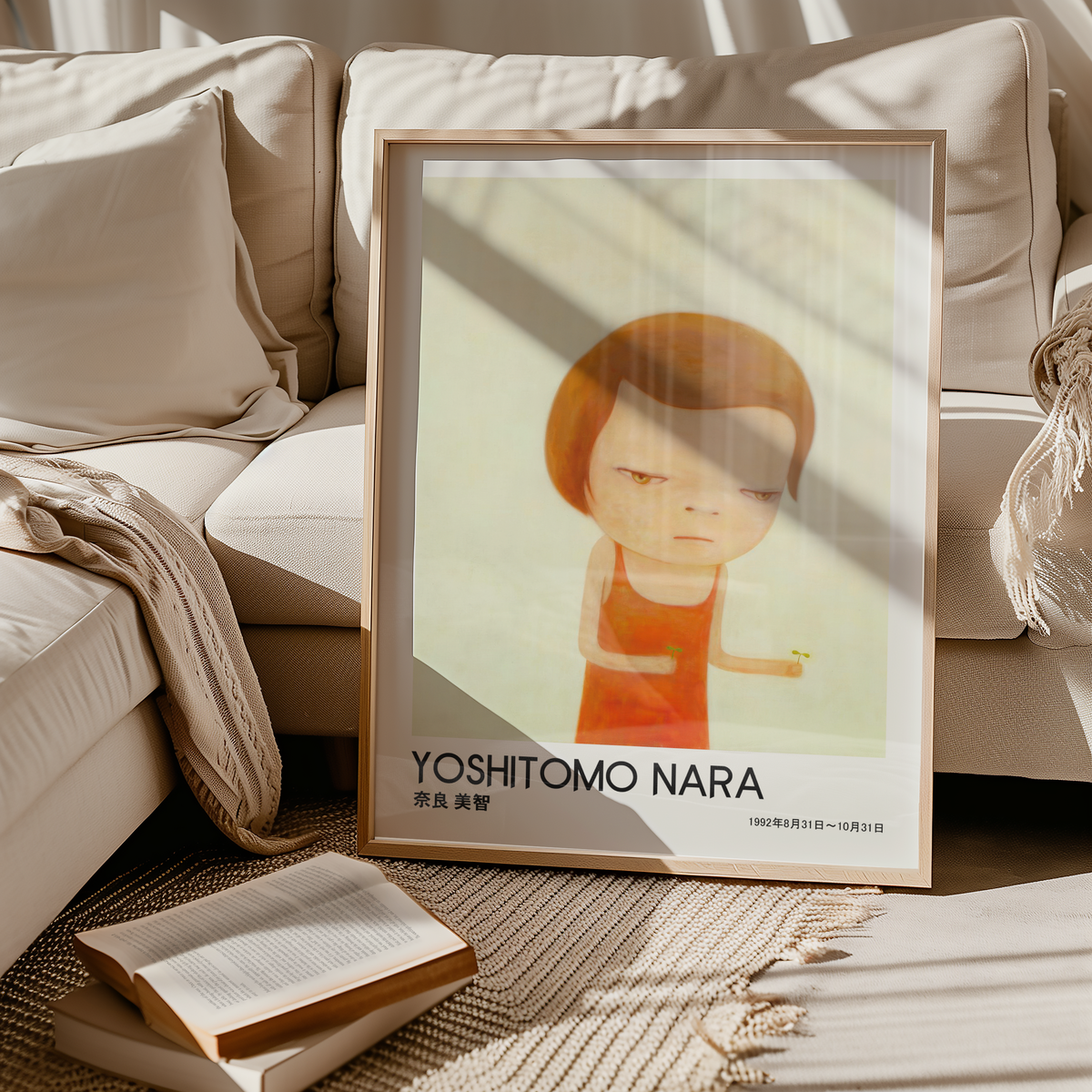 Yoshitomo Nara Red Dress Girl Poster, Japanese Contemporary Art Print, Minimalist Wall Decor, Kawaii Girl Artwork
