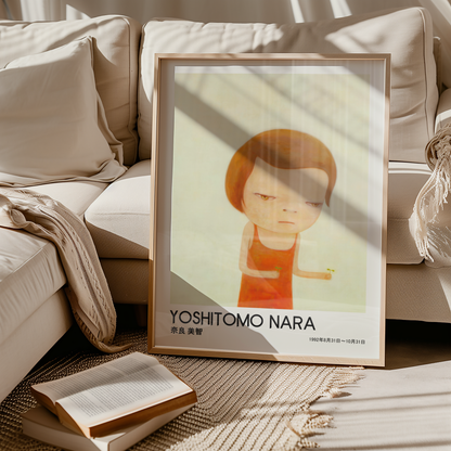 Yoshitomo Nara Red Dress Girl Poster, Japanese Contemporary Art Print, Minimalist Wall Decor, Kawaii Girl Artwork