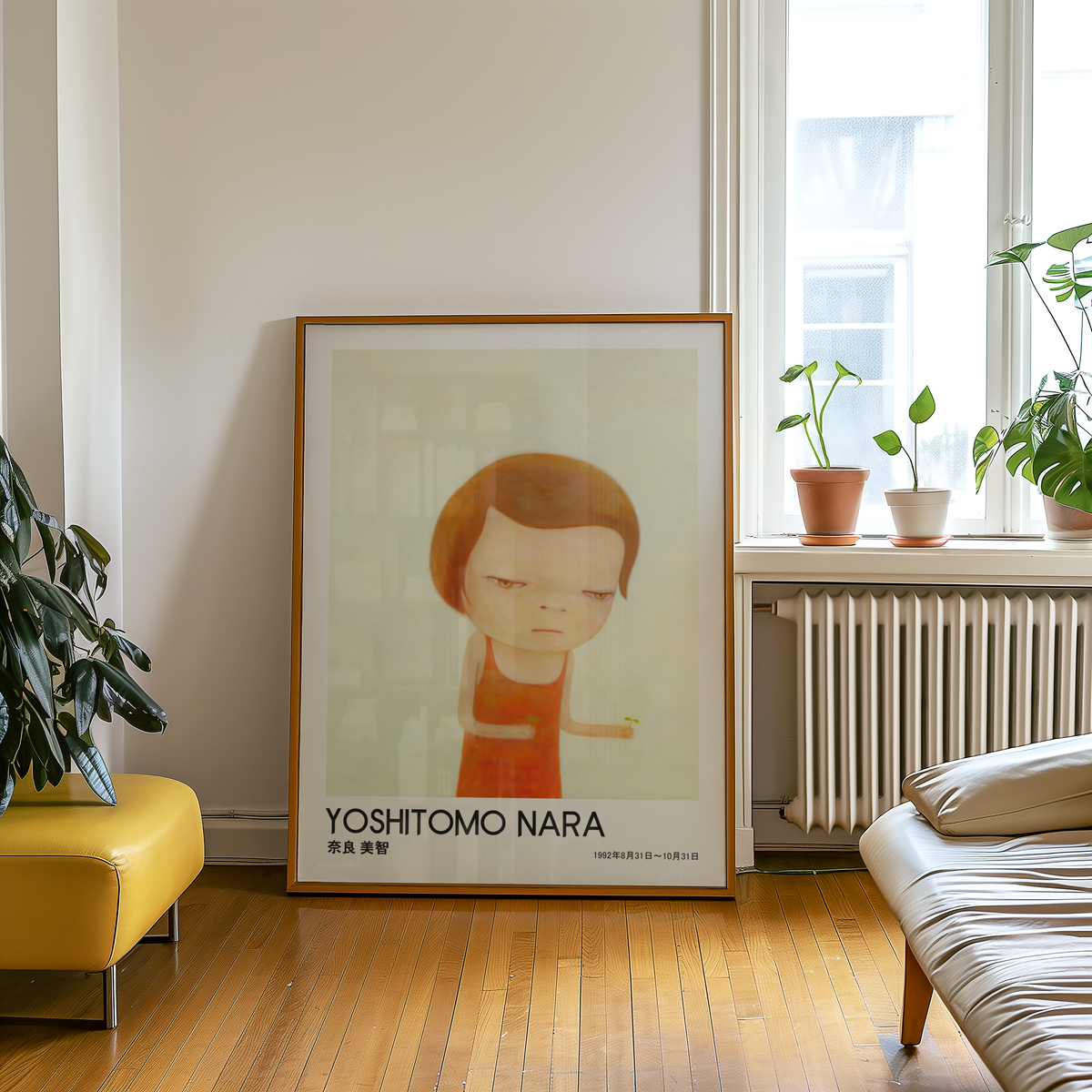 Yoshitomo Nara Red Dress Girl Poster, Japanese Contemporary Art Print, Minimalist Wall Decor, Kawaii Girl Artwork
