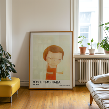 Yoshitomo Nara Red Dress Girl Poster, Japanese Contemporary Art Print, Minimalist Wall Decor, Kawaii Girl Artwork