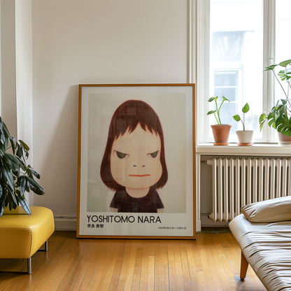 Yoshitomo Nara Close Up Girl Portrait Poster, Green Eyes Japanese Art Print, Contemporary Minimalist Wall Decor