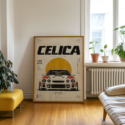 Japanese Rally Car Poster, 90s JDM Motorsport Wall Art, Minimalist Racing Car Print, Retro Automotive Garage Decor
