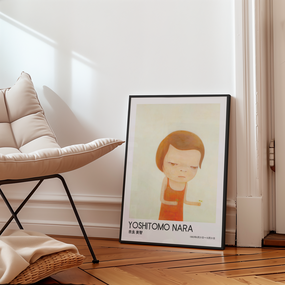 Yoshitomo Nara Red Dress Girl Poster, Japanese Contemporary Art Print, Minimalist Wall Decor, Kawaii Girl Artwork