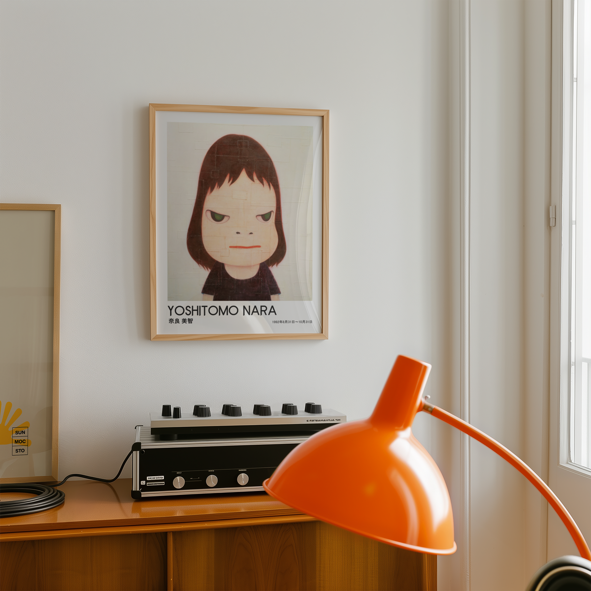 Yoshitomo Nara Close Up Girl Portrait Poster, Green Eyes Japanese Art Print, Contemporary Minimalist Wall Decor