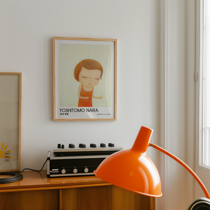 Yoshitomo Nara Red Dress Girl Poster, Japanese Contemporary Art Print, Minimalist Wall Decor, Kawaii Girl Artwork