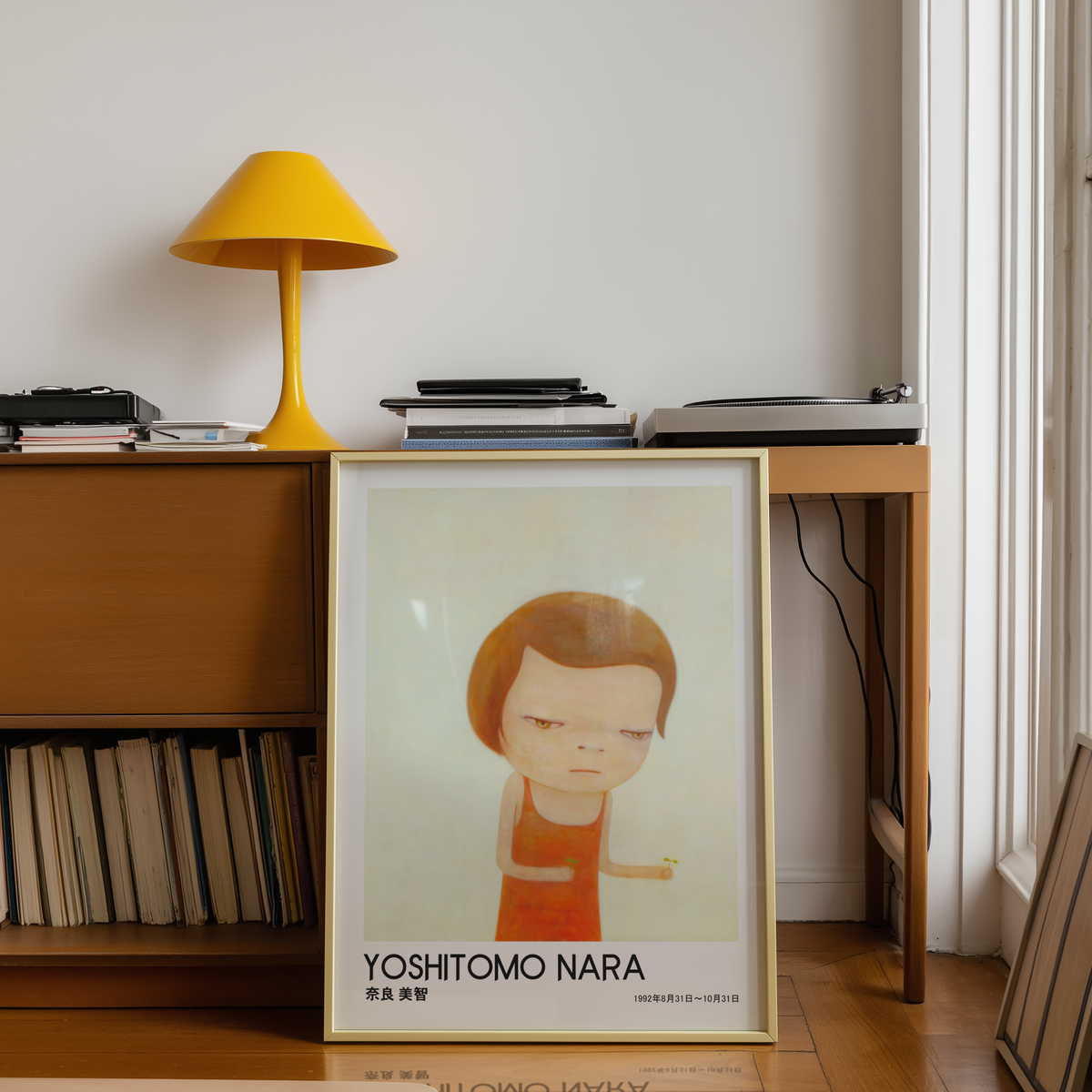 Yoshitomo Nara Red Dress Girl Poster, Japanese Contemporary Art Print, Minimalist Wall Decor, Kawaii Girl Artwork