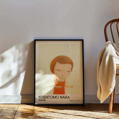 Yoshitomo Nara Red Dress Girl Poster, Japanese Contemporary Art Print, Minimalist Wall Decor, Kawaii Girl Artwork