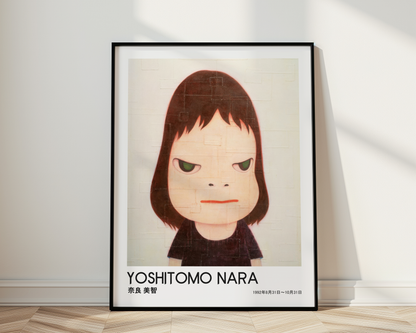 Yoshitomo Nara Close Up Girl Portrait Poster, Green Eyes Japanese Art Print, Contemporary Minimalist Wall Decor