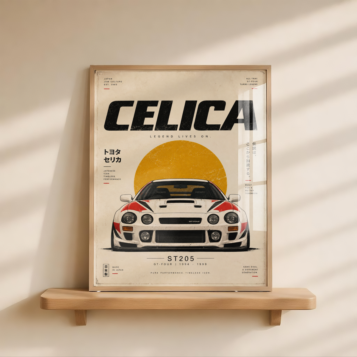 Japanese Rally Car Poster, 90s JDM Motorsport Wall Art, Minimalist Racing Car Print, Retro Automotive Garage Decor