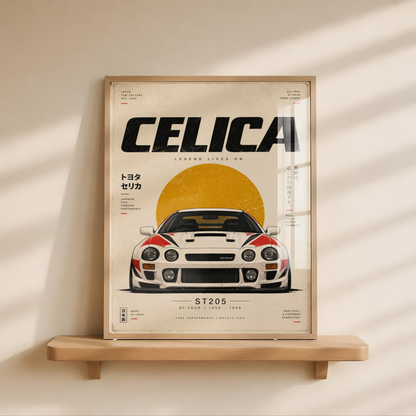 Japanese Rally Car Poster, 90s JDM Motorsport Wall Art, Minimalist Racing Car Print, Retro Automotive Garage Decor