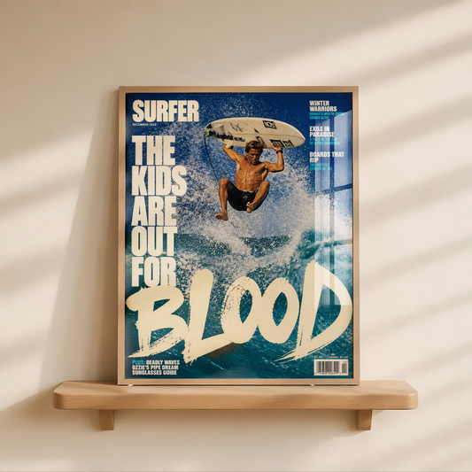Vintage Surf Poster, 1990s Surfer Magazine Art Print, Retro Ocean Wall Decor, Surfing Wall Art