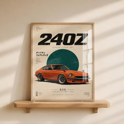 70s Japanese Classic Car Poster, Minimalist Vintage Coupe Wall Art, Retro JDM Print, Old School Automotive Illustration