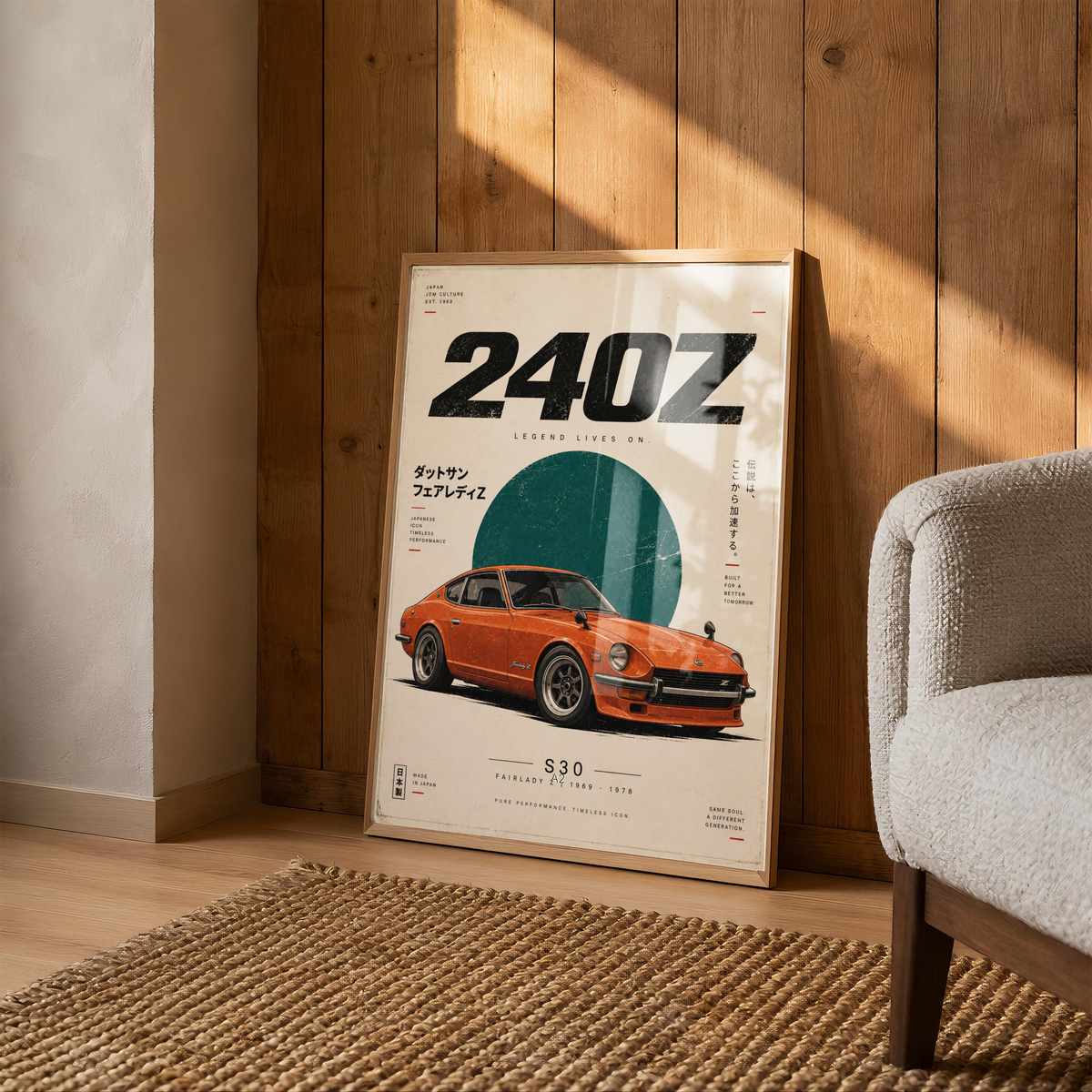 70s Japanese Classic Car Poster, Minimalist Vintage Coupe Wall Art, Retro JDM Print, Old School Automotive Illustration