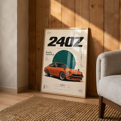 70s Japanese Classic Car Poster, Minimalist Vintage Coupe Wall Art, Retro JDM Print, Old School Automotive Illustration