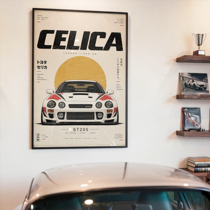Japanese Rally Car Poster, 90s JDM Motorsport Wall Art, Minimalist Racing Car Print, Retro Automotive Garage Decor