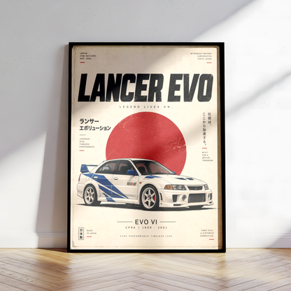 Japanese Rally Car Poster, 90s JDM Motorsport Wall Art, White Performance Sedan Print, Retro Racing Garage Decor